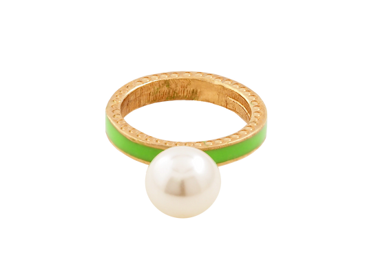 Neon Green Pearl Ring