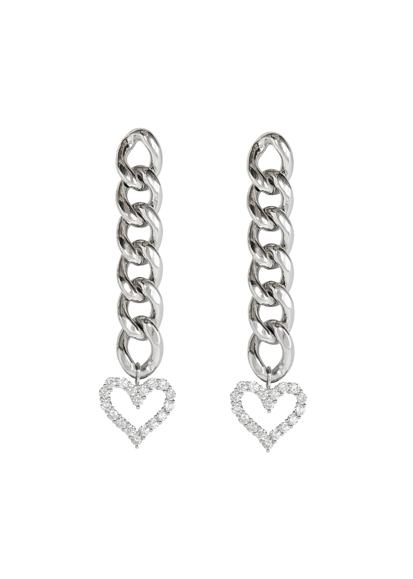 Silver Chain Heart Earrings