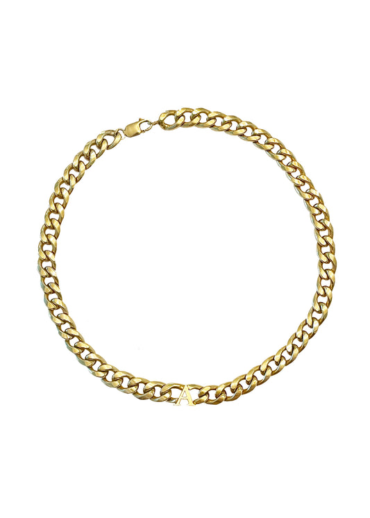 Large Initial Curb Chain Necklace