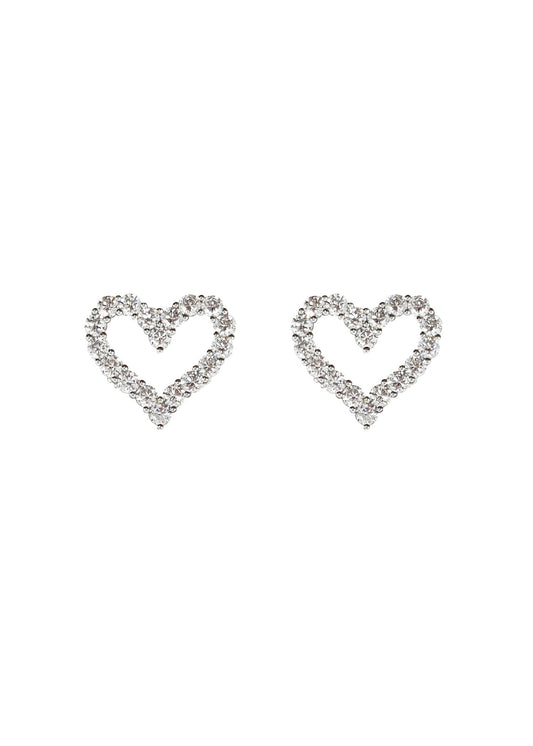 Rhinestone Single Heart Earrings