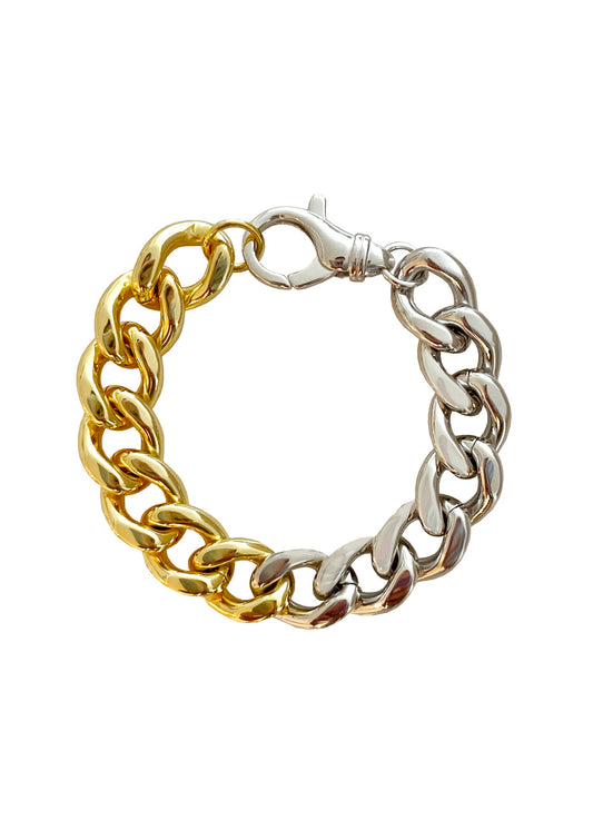 Two-Tone Curb Chain Bracelet