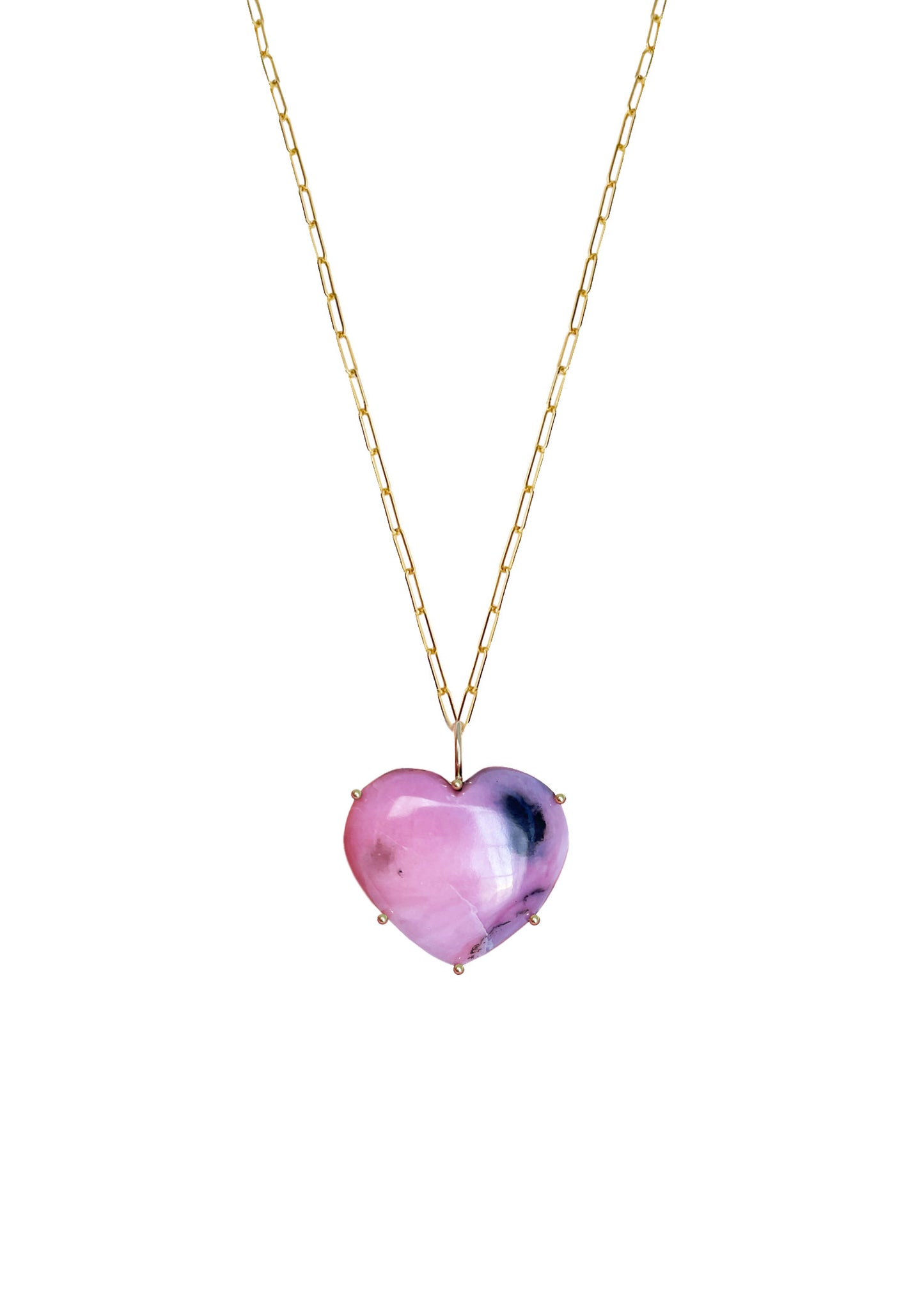 Cabochon Large Heart Necklace - Amethyst