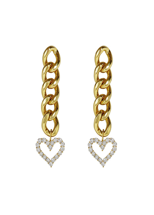 Gold Chain Double Heart or Star Earrings