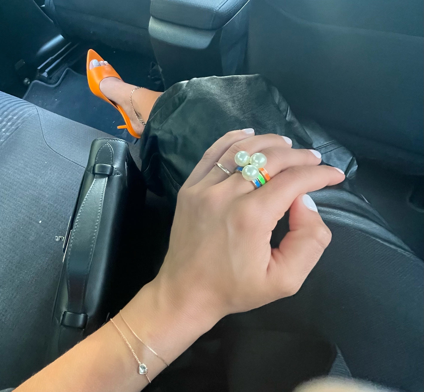 Neon Orange Pearl Ring