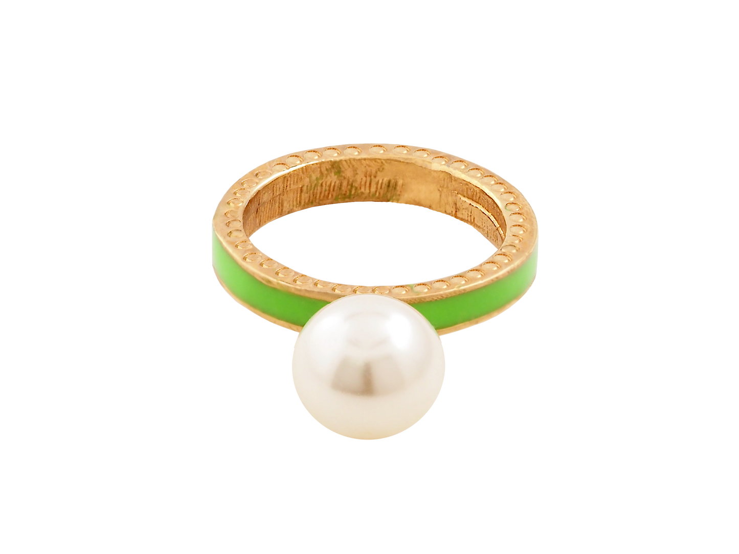 Neon Green Pearl Ring
